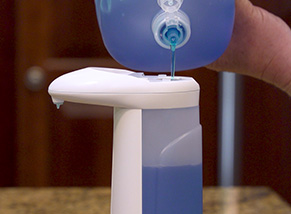 Image of Sonic Soap with Hand Sanitizer being poured in